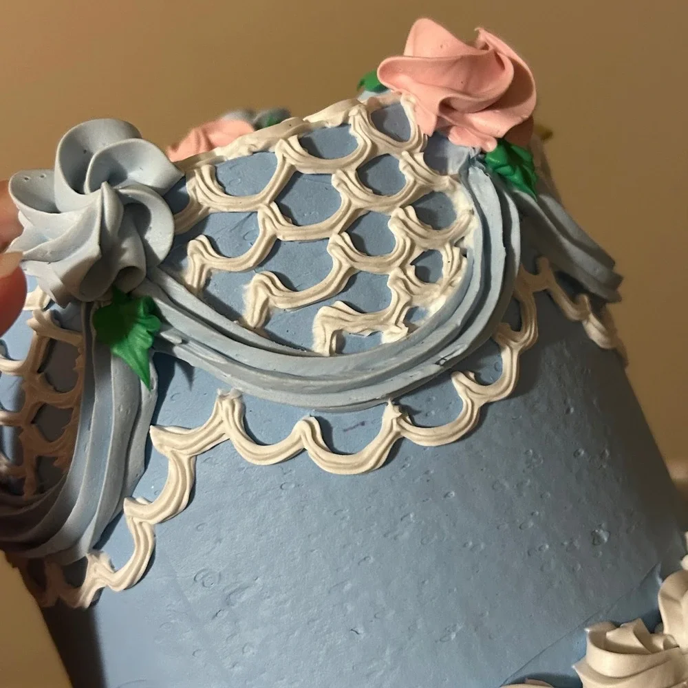 Faux Victorian Realistic Mini Oval Butter Cream Cake Display Prop